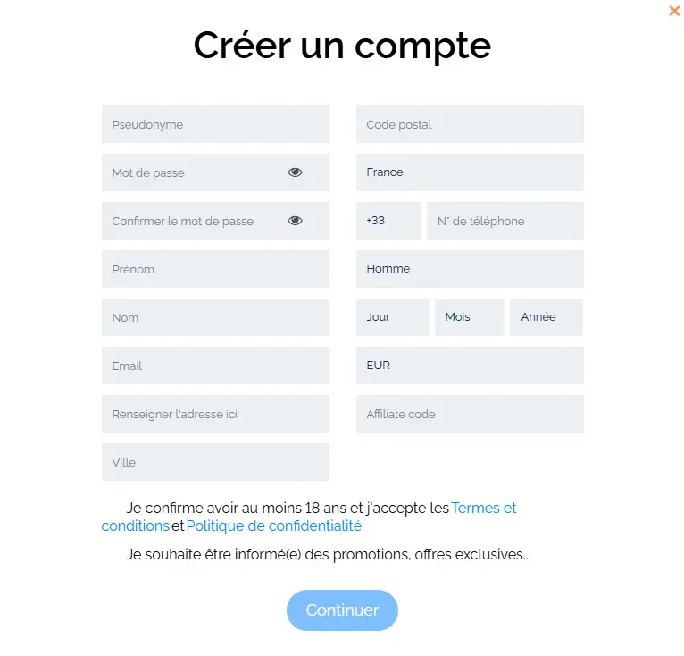 Processus d'inscription OSIRIS CASINO